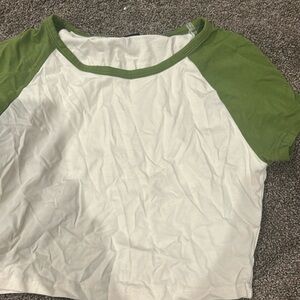white and green baseball tee